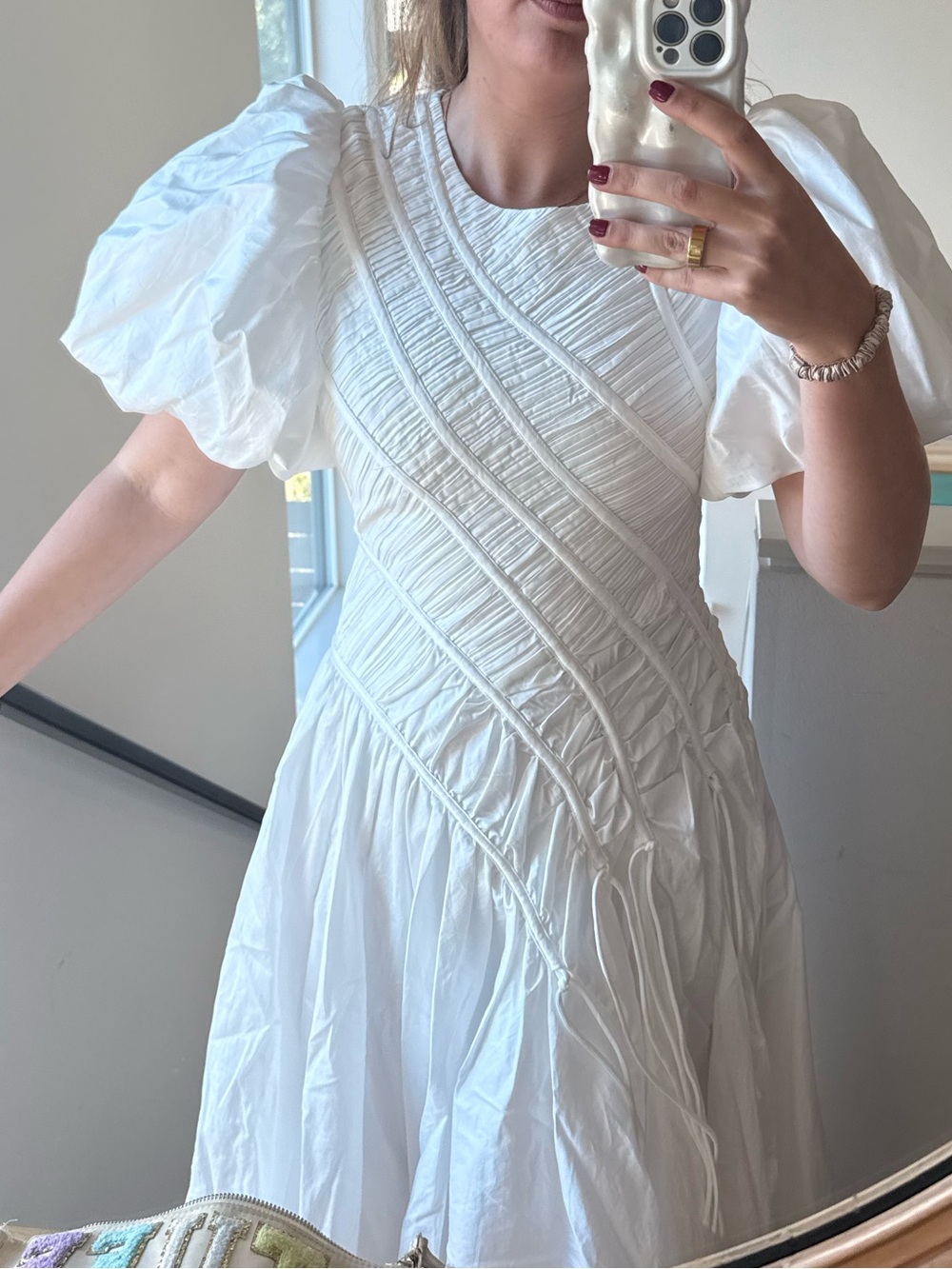 Aje White Puff-Sleeve Midi Dress - Picture 7 of 8